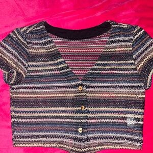 SHEIN Multicolor Knit Button-Up Top